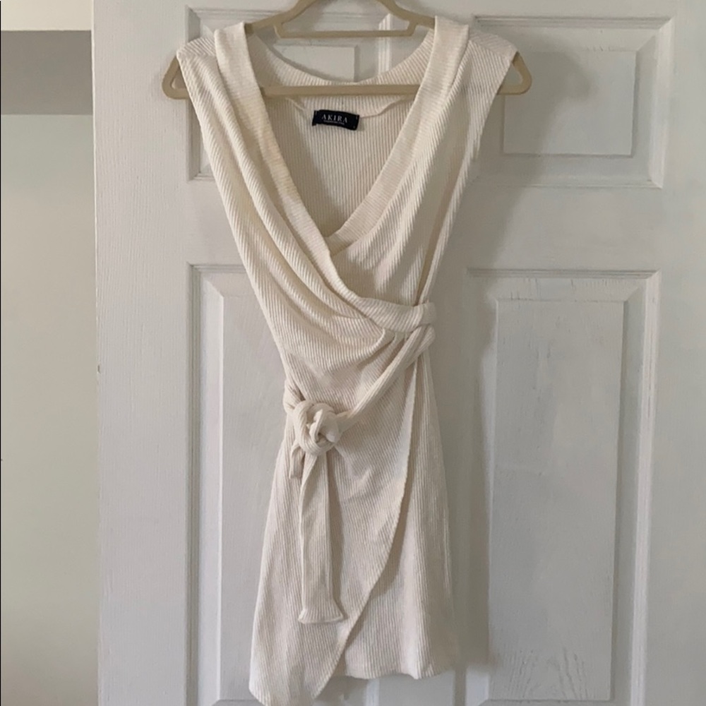 Akira White Ribbed Dress